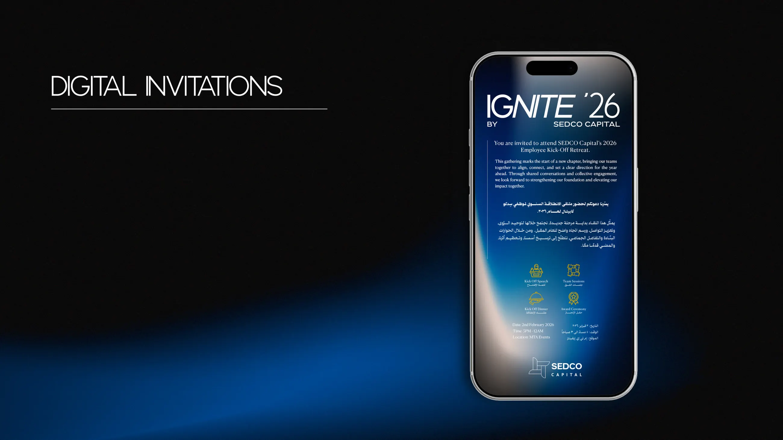 Ignite ’26 digital invitation shown on a phone