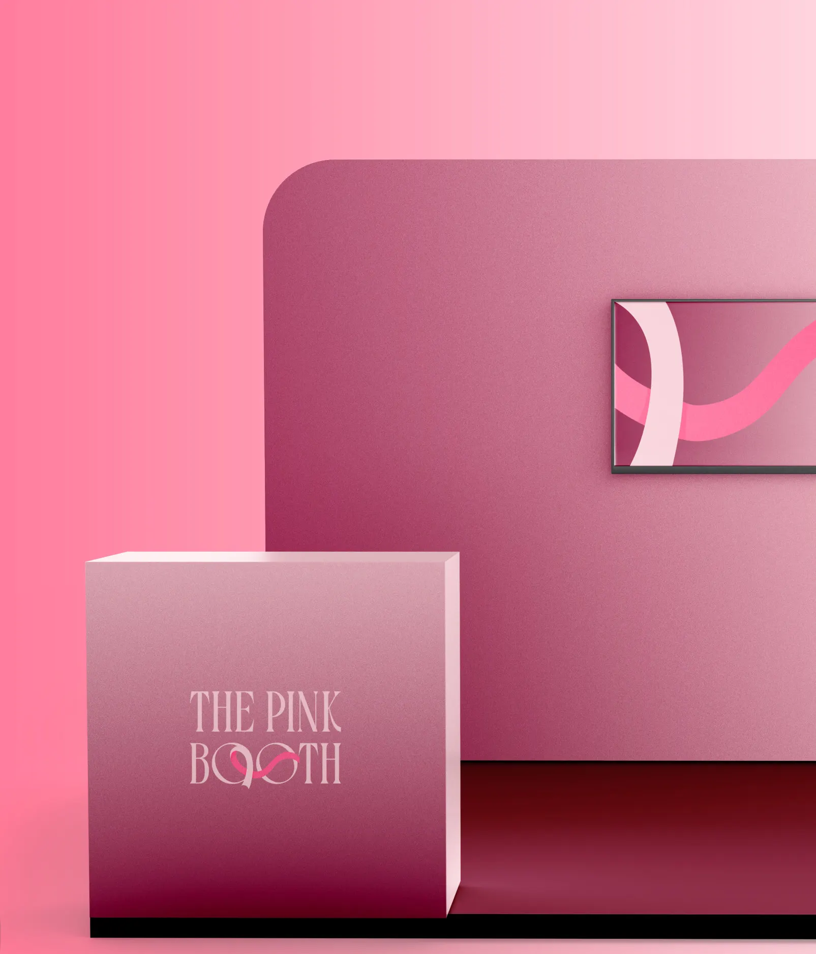 The Pink Booth gift box and branded backdrop